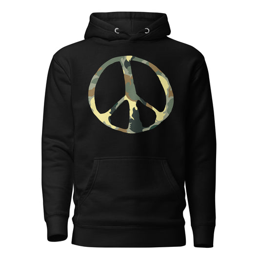 Full Metal Jacket - Green Camo Peace Sign - Black Hooded Sweatshirt